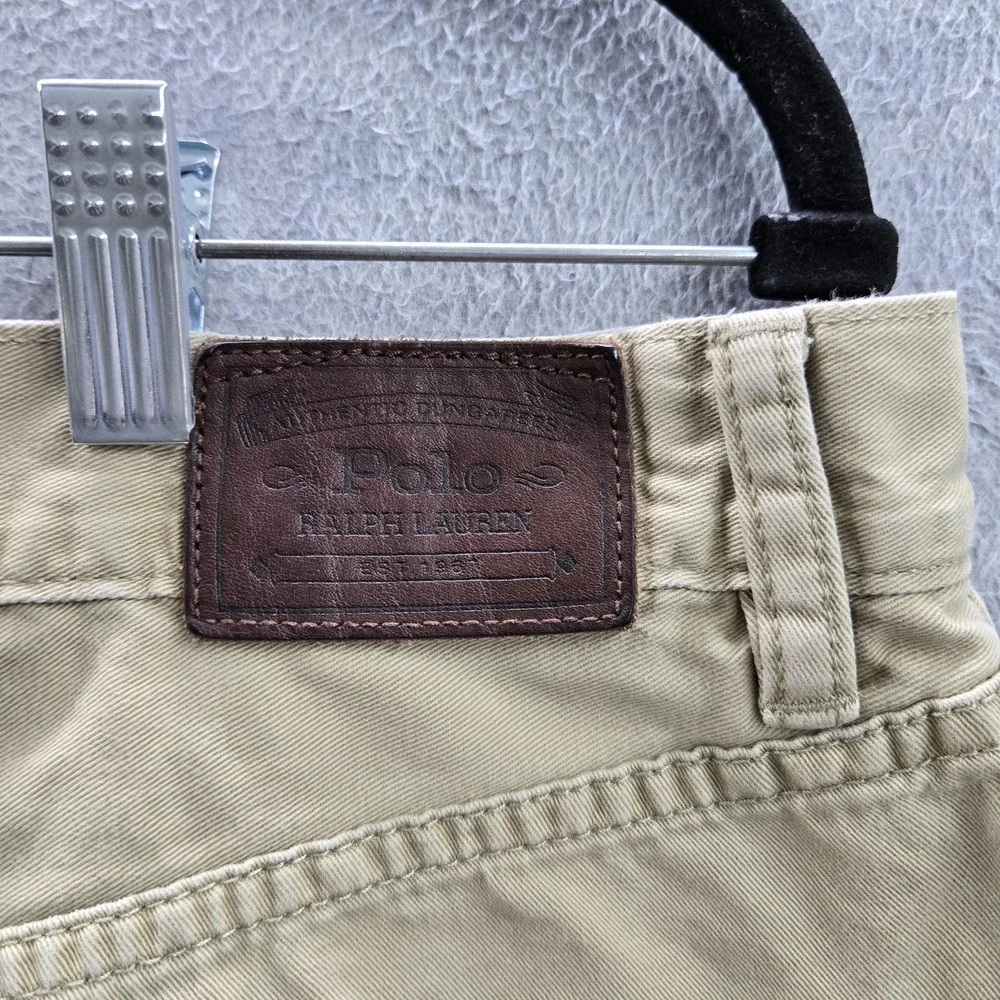 Polo Ralph Lauren Men Pants‎ 34/32 Beige Embroidered Khakis Twill Button Zipper